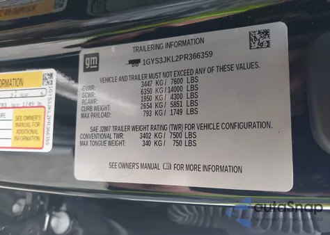 2023 Cadillac Escalade Esv 2Wd Luxury z USA, uszkodzony, nr VIN 1GYS3JKL2PR366359